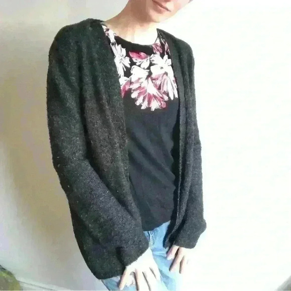 Zara Women’s Knit Grey Open Cardigan Cabincore Sweater Small 8 - Picture 6 of 7